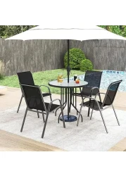 VITAL Patio Chairs, Stackable Patio Chairs Set with Armrests and Breathable Seat Fabric, Outdoor Dining Chairs Set for Patio, Pool Side, Backyard steel frame with powder coating, stackable
