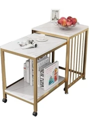 Vital Set of 2 Nesting Coffee Table With Metal Frame Coffee/Side/Center Tables Living Room, Modern Cube End Tables Living Room Accent Storage Shelf