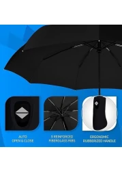 Compact UV Protection Umbrella for Summer Sun and Rain - Black