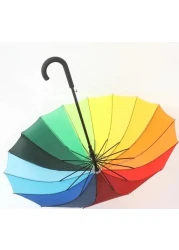 AL ARQAM Large Color Rainbow Umbrella with 16 Ribs - Super Strength, Extra Strong, and Straight Design for Ultimate Durability and Style