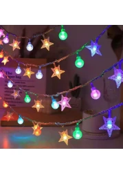 6m Long Multicolor Star String Lights with Batteries 40 LED Decorative Lights