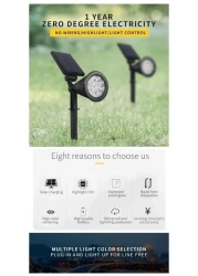 Generic 2-In-1 RGB Solar Decorative Light Lawn Lamp Outdoor Ground Spotlight For Yard Patio Lawn With 12 LED Lights