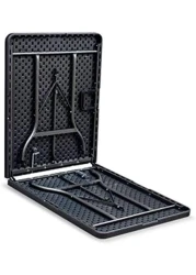 LANNY Portable Plastic Folding Table SZK180 Black Wood Design 180 * 75cm for 6-8 person Party/Picnic/Garden/Dining/Kitchen/Buffee/Restaurant