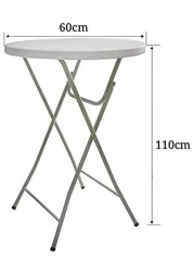 LANNY Home Granite Round Plastic Bar Height Folding Table ZY60H &Oslash;60cm*H110cm White