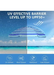 Desert Ranger Beach Umbrella UV 50+ Outdoor Portable Sunshade Umbrella with Carry Bag for Garden Beach Outdoor (1.8 M)