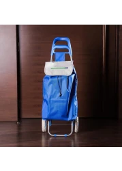 Royalford 34 L Shopping Trolley Bag- Rf11368 Multi-Purpose Utility Trolley Bag With Handles And Wheels Durable, Portable And Stylish Polyester Bag Large Space Perfect For Storing Things Blue