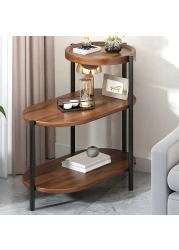 Vital End Table 3 Tiers coffe table Sofa Side Table - Wood Nightstand with Storage Shelf - Modern Plant Stand in Living Room Bedroom Balcony Small Space,Walnut+Black