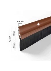 Deco Window Door Seal 15 Width X 365 Length Gate Bottom Sealing Strip Draft Stopper with Aluminium Plate Nylon Bristles for Weather Stripping Air Sound Blocking Chocolate