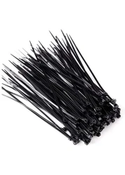 Generic 100Pcs Wire Self-Locking 250Mm Black Nylon Plastic Network Cable Wire Zip Tie Cord Strap Plastic Zip Trim Wrap Cable Loop Ties