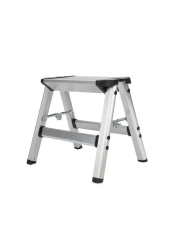 Camco Folding Metal Step Stool Perfect for Hard to Reach Areas in Kitchens and Closets Great as a Truck Stool Folds for Easy Storage 43672 SilverOne Size