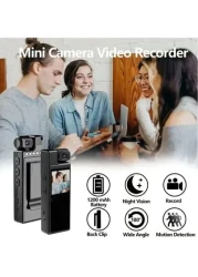 Mini Body Camera 1080P Portable Small Body Worn Cam Wearable Pocket Video Recorder With 180&deg; Rotatable Lens 1.3" LCD Night Vision For Security Guard Law Enforcement
