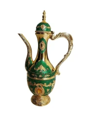 Beautiful Home Décor Turkish Coffee Pot with 6 Coffee Cups, Metal Turkish Tea Set Including Craft Tea Tray Teapot and Tea Cups for Wedding Gift