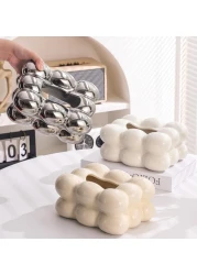 غطاء علبة مناديل سيراميكي، حامل مناديل وجه أبيض، لأحواض المغاسل والمكاتب وطاولات الحمام والديكور المنزلي، حامل مناديل ورقية أنيق للمطاعم