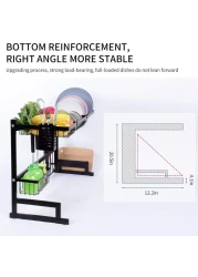 Generic Over The Sink Dish Drying Rack, Drain Shelf Kitchen Organizer Utensils Holder Stainless Steel Space Saver (Sink Size &amp;#X2264, 32 Inch, Black)