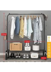 Metal Garment Racks Heavy Duty Indoor Bedroom Cool Clothing Hanger with Top Rod and Lower Storage Shelf(black s2)