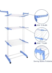 
GStorm Folding 3 Tier Clothes Drying Rack Rolling Blue