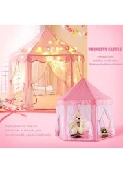Portable Kids Toy Tipi Tent With Star Light Girl Castle Play House
