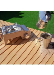 OMEGA 5 Powerful Portable Mini Gas Stove for Camping - Brown