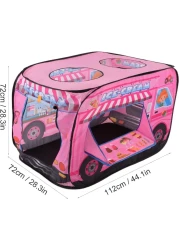 Kids Play Tent 2-4 Kids Open in Seconds Easy to Store Portable Ice Cream Truck Pop Up Play Tent Indoor Outdoor