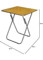 In-House In House Folded Table With Aluminum Framin House Folded Table With Aluminum Frame, 60X60 cm, Square, Assorted Color, Brown