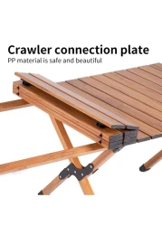 Brown Folding camping table carbon steel portable roll-up picnic table for 4-6 person BBQ Party Large Size 120*60*45cm