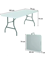 HEXAR&reg; Heavy Duty Multipurpose Camping Table Portable Folding Table Picnic Dining table Centerfold Ideal for Crafts Outdoor Events Lightweight and Durable Table with Carry Handle (L180 W74 H74 CM)