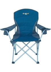 Deluxe Arm Chair Lightweight Folding Camping Chair with Padded Armrests and Cup Holder Sturdy and Comfortable Chair for Outdoor, Camping, Beach, and Patio Blue
