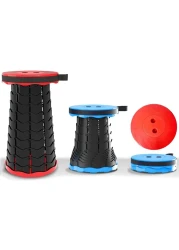 Generic Telescopic Camping Stool Portable Folding Seat Retractable Folding Compact Chair With Shoulder Strap Collapsible Travel Durable Stool Adjustable Lightweight Small Chair Red