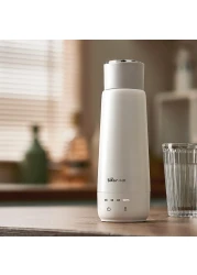 Bear 300ml Electric Kettle Four Temperature 300W Travel Electric Kettle Double Layer 304 Stainless Steel Liner Portable Small Quick Heating Insulation Cup, Beige