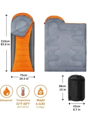 كيس نوم خفيف الوزن مقاوم للماء ودافئ للتخييم للبالغين مع كيس ضغط - أزرق