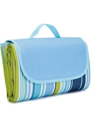 Waterproof Foldable Outdoor Camping Mat Widen Picnic Mat Plaid Beach Blanket Baby Multiplayer Tourist Mat 145X180cm, Blue