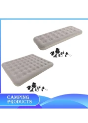 Manful Inflatable Mattress With Pump Portable Outdoor Air Mattress Foldable Single Thickened Flocking Mattress For Outdoor And Home