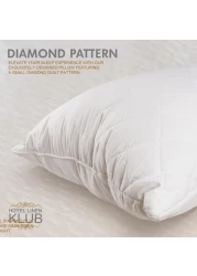 Hotel Linen Klub Pack of 2 Quilted Pillow Queen (50 x75cm) - Outer Cover: 90GSM Microfiber Supersoft Fabric, Filling: 650grams Soft Fiber, Diamond Quilt Pattern