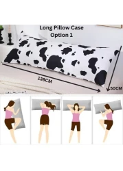 LUNA HOME 1 Piece Long Body Pillow Case, Cow Moo Moo Design. Black and White.
