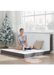 Vital 4 Inch Tri Folding Mattress Twin Size With Storage Bag, Foldable Memory Foam Topper Portable Floor Guest Bed With Removable Bamboo Cover, Breathable Washable (Single - W 90 X L 180 Cm)