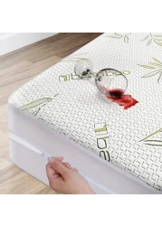 Bamboo Mattress Protector with Zipper 100 Waterproof King Size Cooling Mattress Cover Ultra Soft Jacquard Fabric Breathable Noiseless Mattress Pad Cover Zippered Mattress Encasements