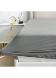 Tencel Waterproof Mattress Protector with 2 Pillowcases Double/Queen Size 150x200cm Tencel+TPU High Absorption Pad Cover for Bed 100% Waterproof Tencel Jersey Mattress Protector Grey
