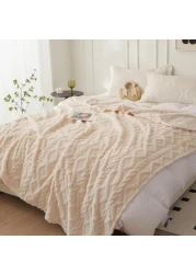 Luna Home Throw Blanket Super Soft, Ivory Color, Woven Style
