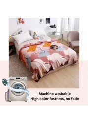 LUNA HOME Fleece Blanket 200*230cm Super Soft Throw Geometric Design, Old Rose Color.