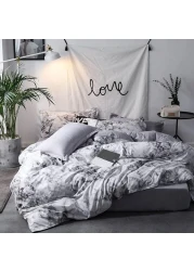 GOLDEN HOME 6-Piece King Size Duvet Cover Set, 1 Duvet Cover + 1 Fitted Sheet + 4 Pillow Cases, Microfibre, Muesli