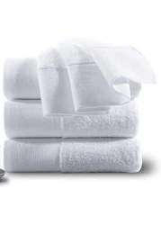 MahMir Luxury White Bath Towels Large - Circlet Egyptian Cotton Highly Absorbent Hotel spa Collection Bathroom Towel 70 * 140 cm (White, Pack of 4 Towels)