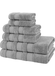 Safi Plus Luxury Hotel Quality 100% Turkish Genuine Cotton Towel Set, 2 Bath Towels 2 Hand Towels 2 Washcloths Super Soft Absorbent Towels for Bathroom &amp;amp; Kitchen Shower - Navy Blue