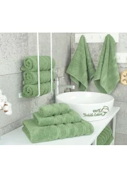 Towel Set Luxury Hotel Quality 600 GSM 100% Genuine Combed Cotton, Super Soft &amp; Absorbent Family Bath Towels 6 Piece Set - 2 Bath Towels, 2 Hand Towels, 2 Washcloths - Sage Green