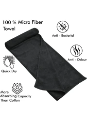 Fabienne 3-Pc Multipurpose Microfiber Towel Set Black 50x90cm Gym Towel, Hand Towel, Hair Towel, Car Cleaning Towel, Kitchen Towel Soft and Durable