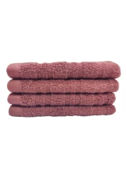 La Collection 500 GSM Cotton Zero Twist Face Towels Dark Fuchsia 30x30cm 4 PCS