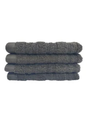 لا كولكشن منشفة وجه 500 GSM من القطن الخالص زيرو تويست (بدون لف) موديل 22003095 مقاس 30 × 30 سم حزمة من 4 قطع - رمادي داكن