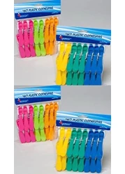 64 Plastic Clothespins w 6 Bright Colors Clothes Pin Laundry Bag Clip Chip Clip Sealer Ect