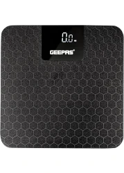 Geepas Digital Body Scale GBS46524UK, Maximum Weight Of 180kg, Anti Slip Glass Platform, Black
