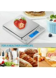 Kitchen Scales Digital, Stainless Steel Panel 0.01 G-1000g Mini Pocket Square Shape electronic balance