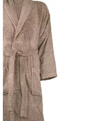 Lushh Shawl Bathrobe for Women and Men Terry Bathrobe - Spa Hotel Bath Robe -Highly Absorbent, Lightweight with Pockets &ndash; Unisex , Dark Beige (S/M)